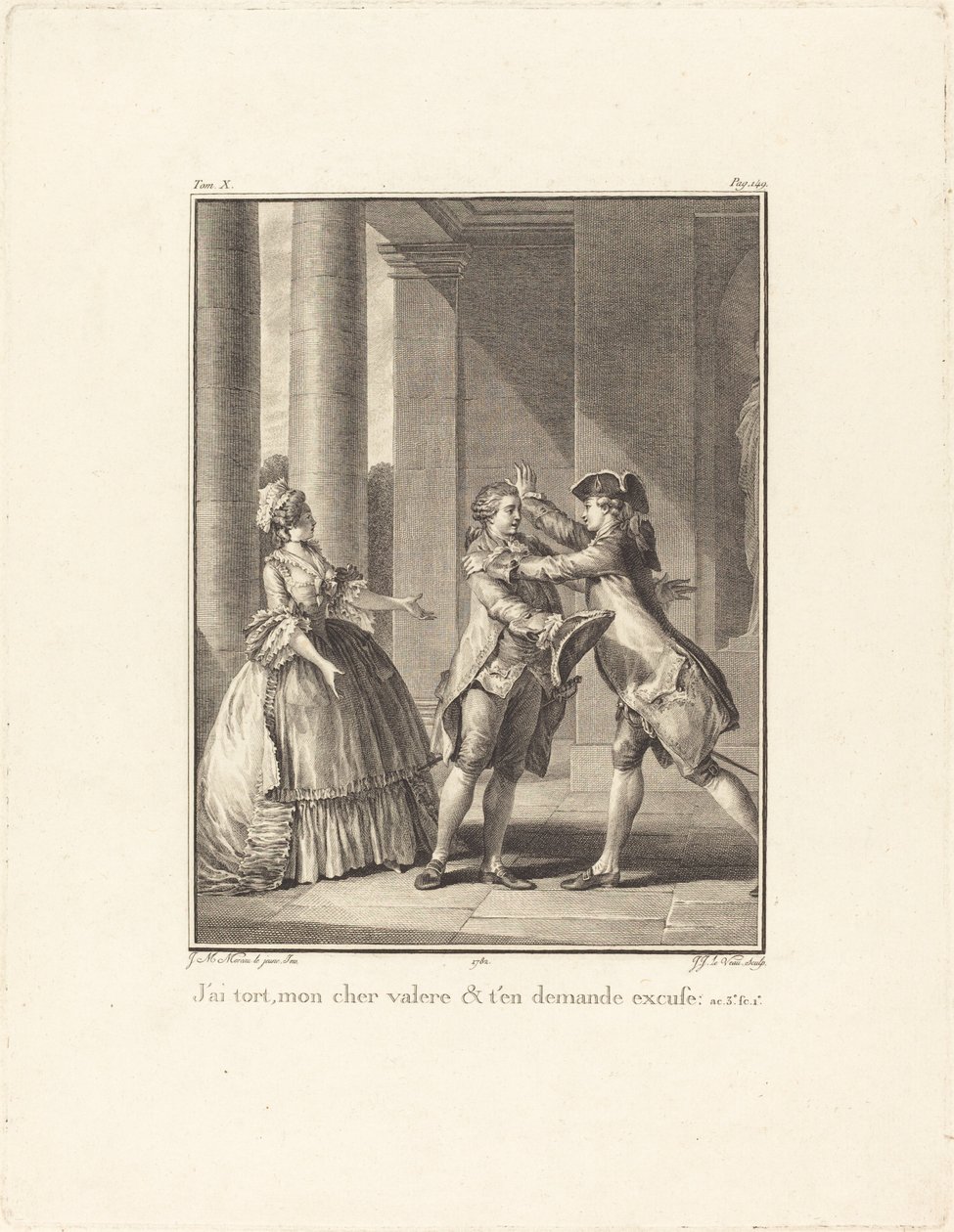 Ich habe Unrecht, mein lieber Valère, und bitte um Entschuldigung von Jean Jacques Le Veau after Jean Michel Moreau