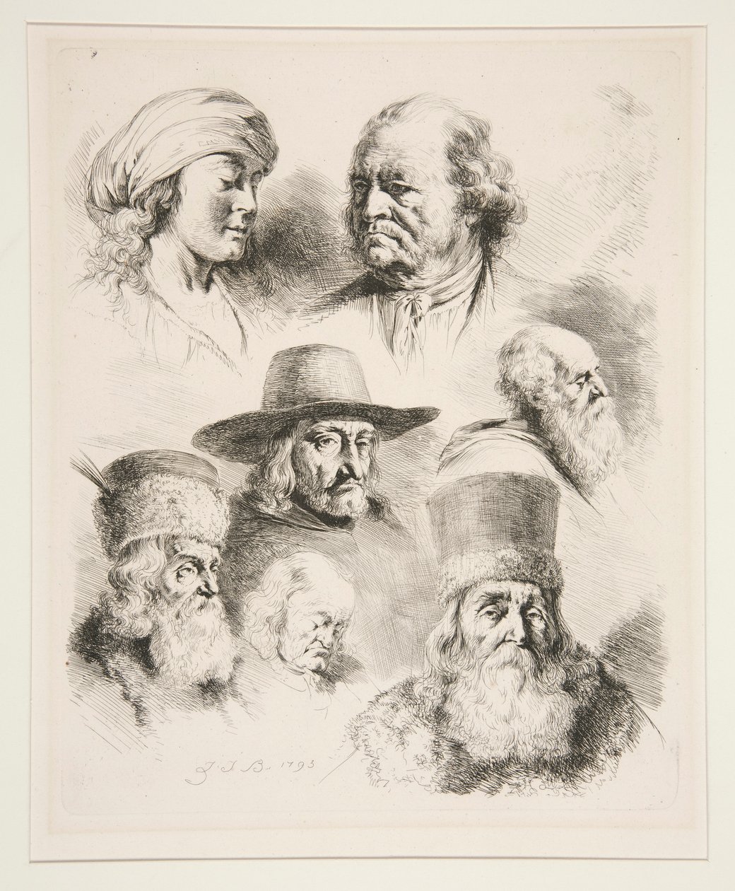 Sieben Porträtköpfe von Jean Jacques de Boissieu