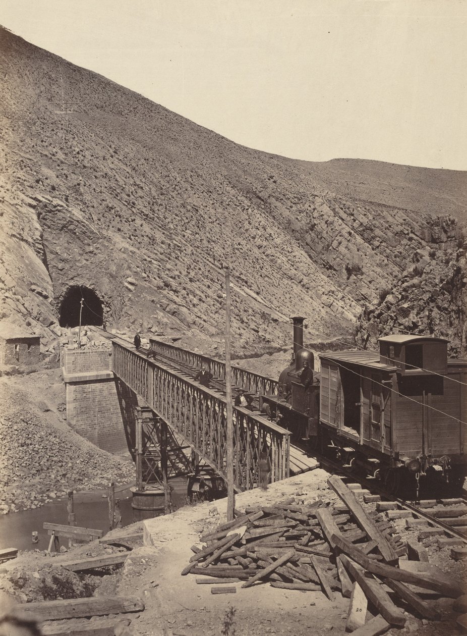 Brücke und Tunnel über Jalon, Madrid nach Zaragoza von Jean Laurent