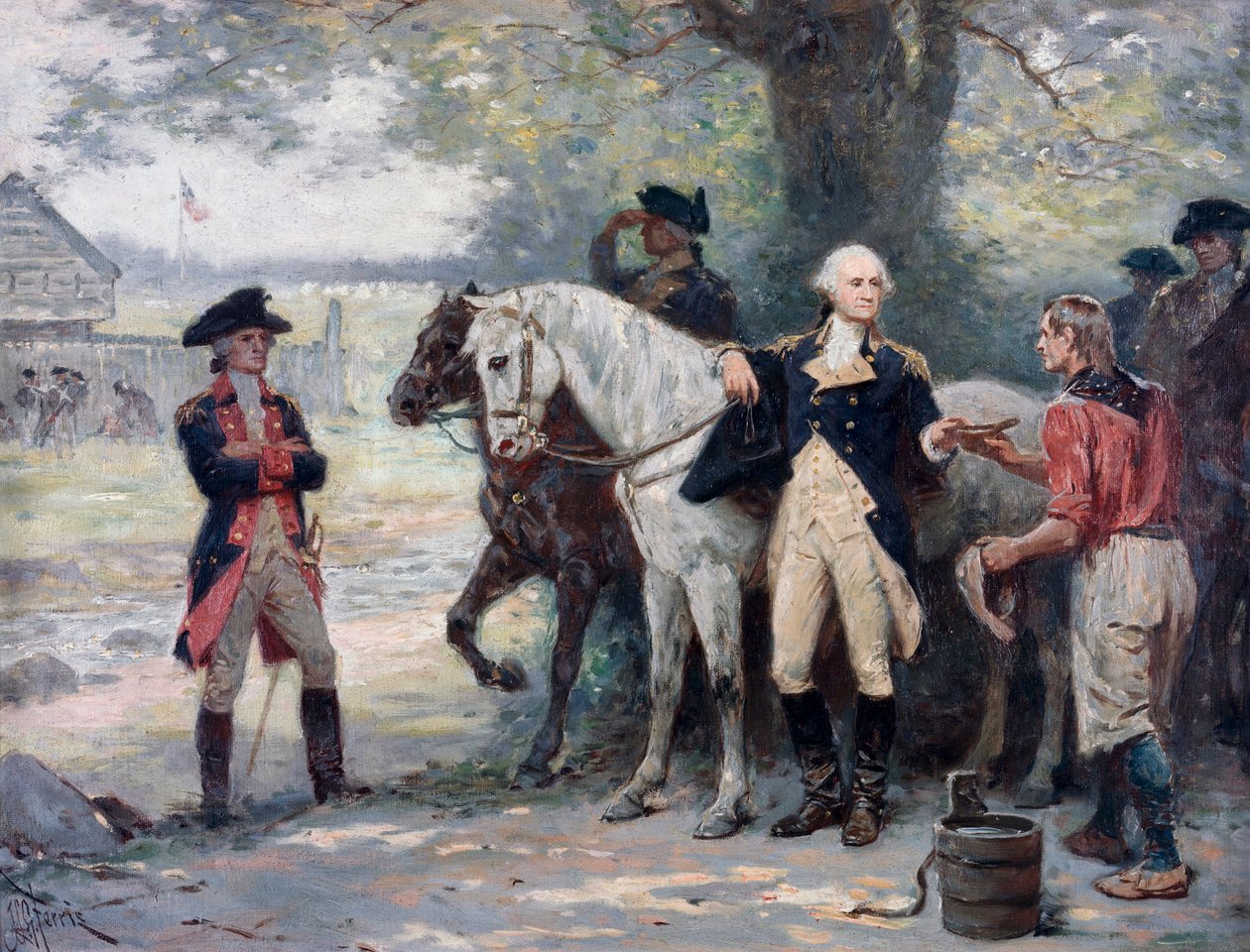Amerikanischer Unabhängigkeitskrieg (1775-1783): George Washington in der Nähe des Lagers der Kontinentalarmee von Jean Leon Gerome