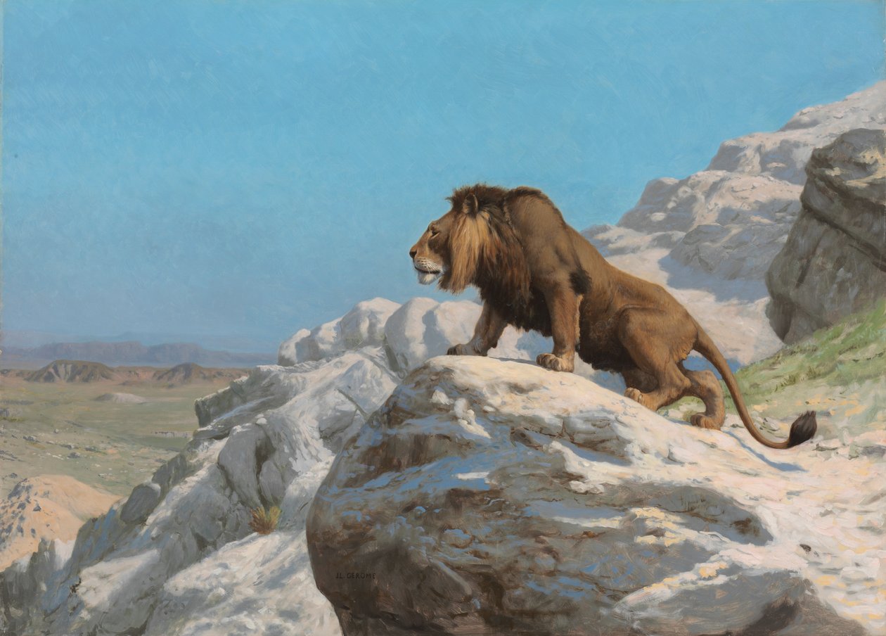 Löwe auf der Wache, ca. 1885 von Jean Leon Gerome