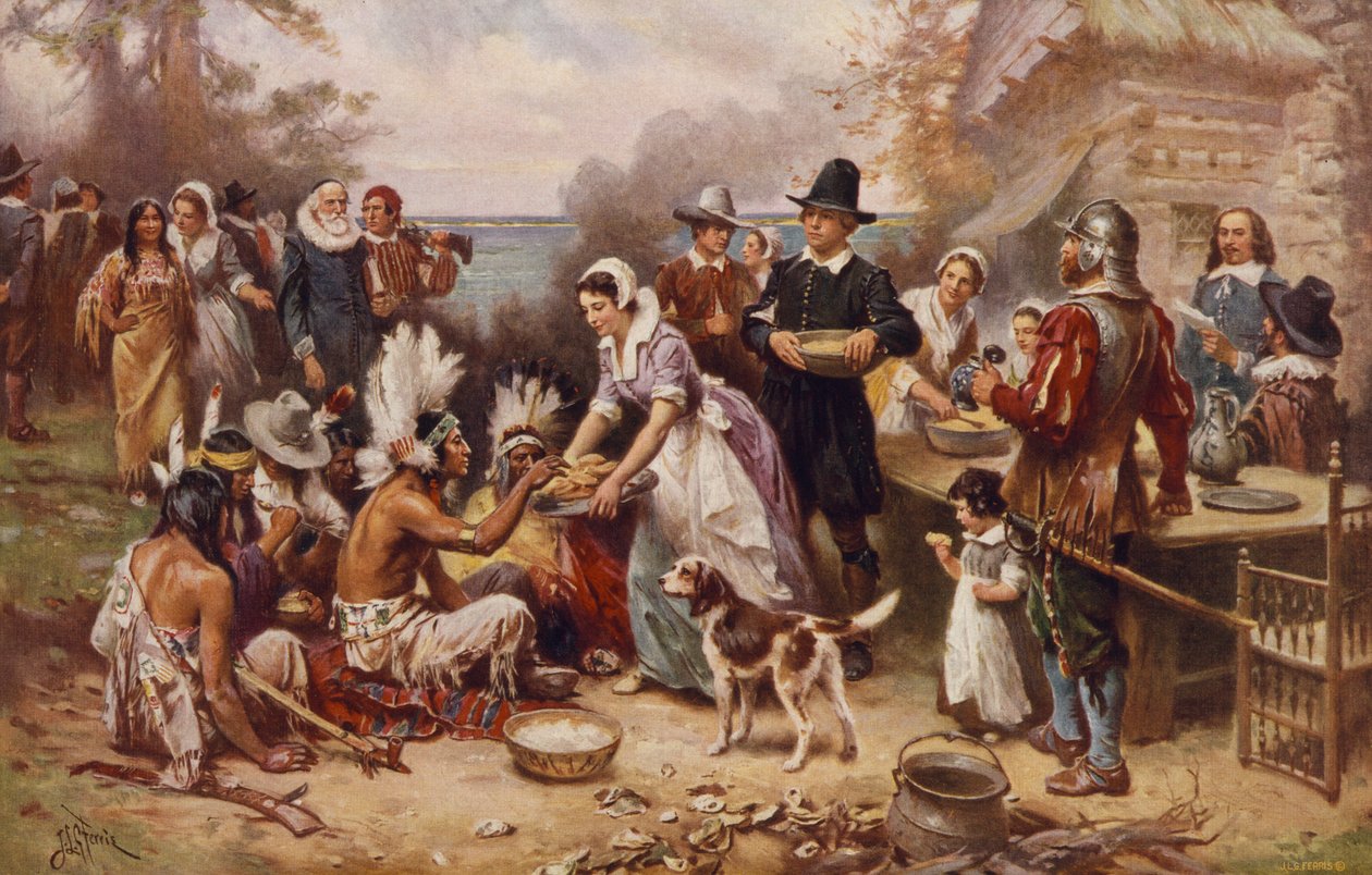 Das erste Erntedankfest 1621, ca. 1932 von Jean Leon Gerome Ferris