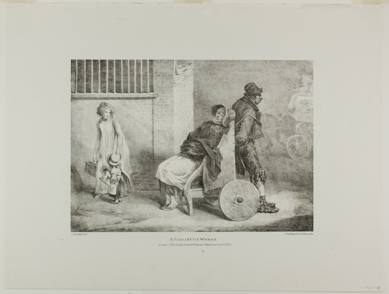 Eine gelähmte Frau, Platte 9 aus Verschiedene Motive aus dem Leben gezeichnet und auf Stein (Die englische Suite) von Jean Louis André Théodore Géricault