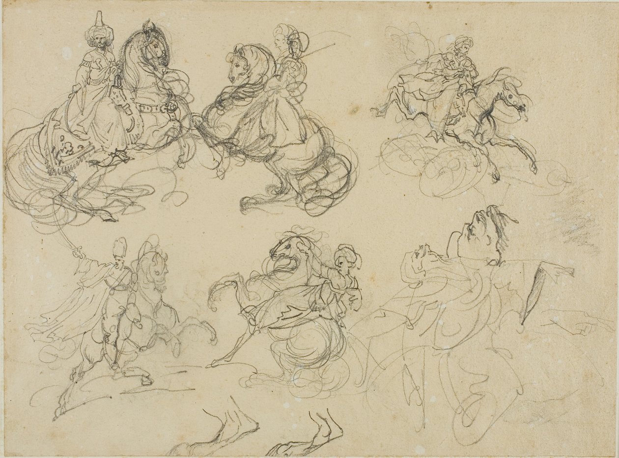 Skizzen orientalischer Reiter von Jean Louis André Théodore Géricault