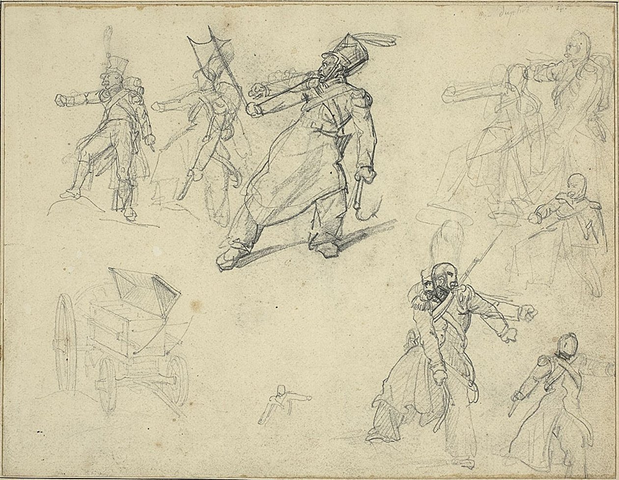 Studien eines Grenadiers und eines Munitionswagens von Jean Louis André Théodore Géricault