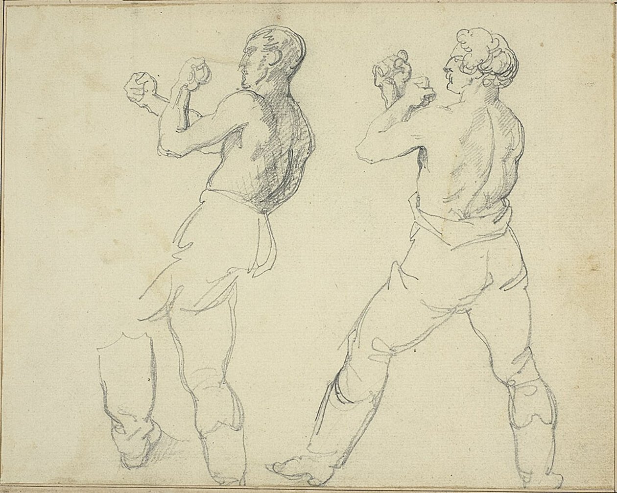 Zwei Boxer nach links schauend von Jean Louis André Théodore Géricault