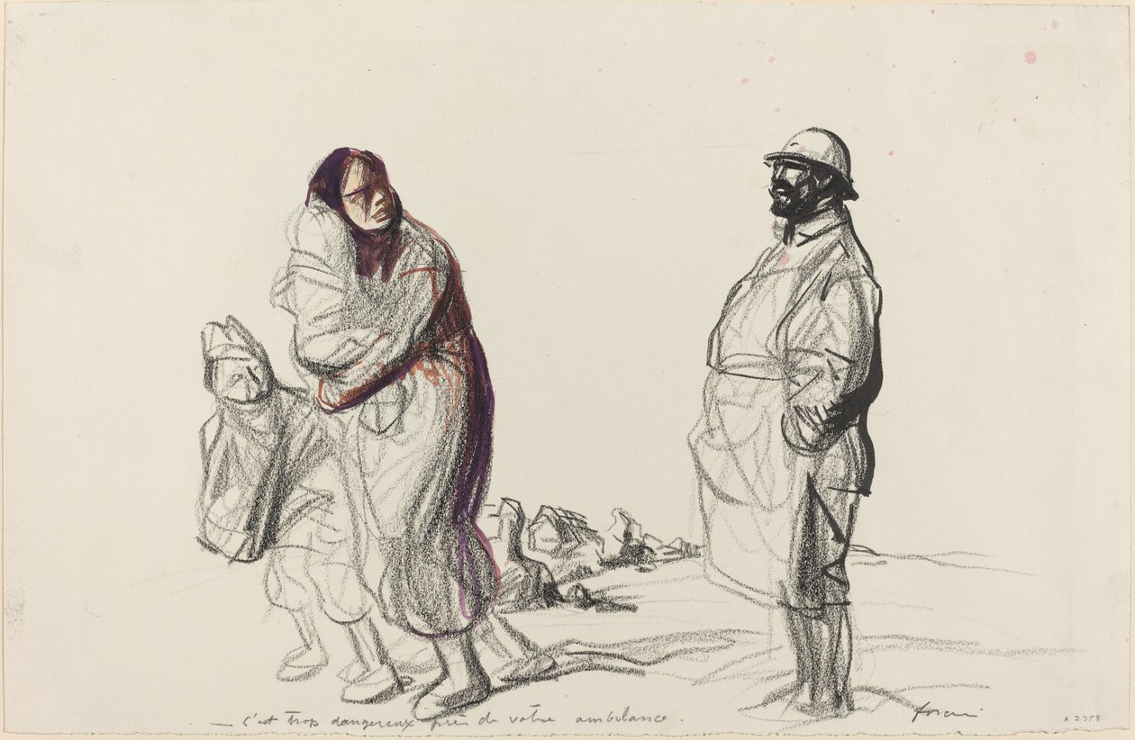 Es ist zu gefährlich in der Nähe Ihres Krankenwagens, ca. 1914-1919 von Jean Louis Forain