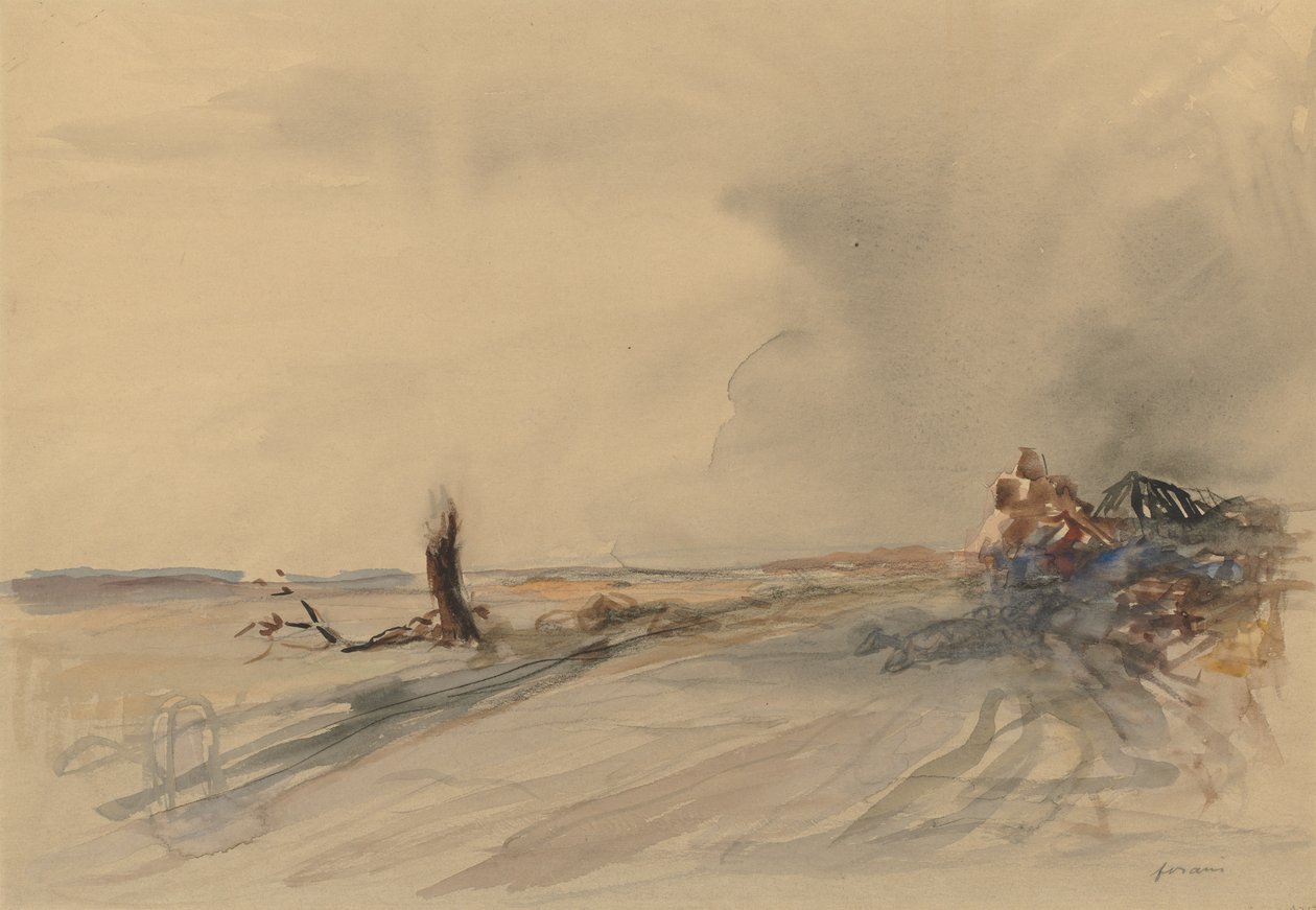 Verwüstetes Land recto, Figuren in einer Landschaft verso, um 1919 von Jean Louis Forain