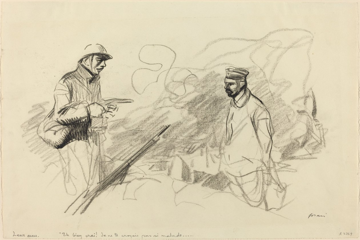 Poilu erkennt deutschen Soldaten an, wahrscheinlich 1918 von Jean Louis Forain