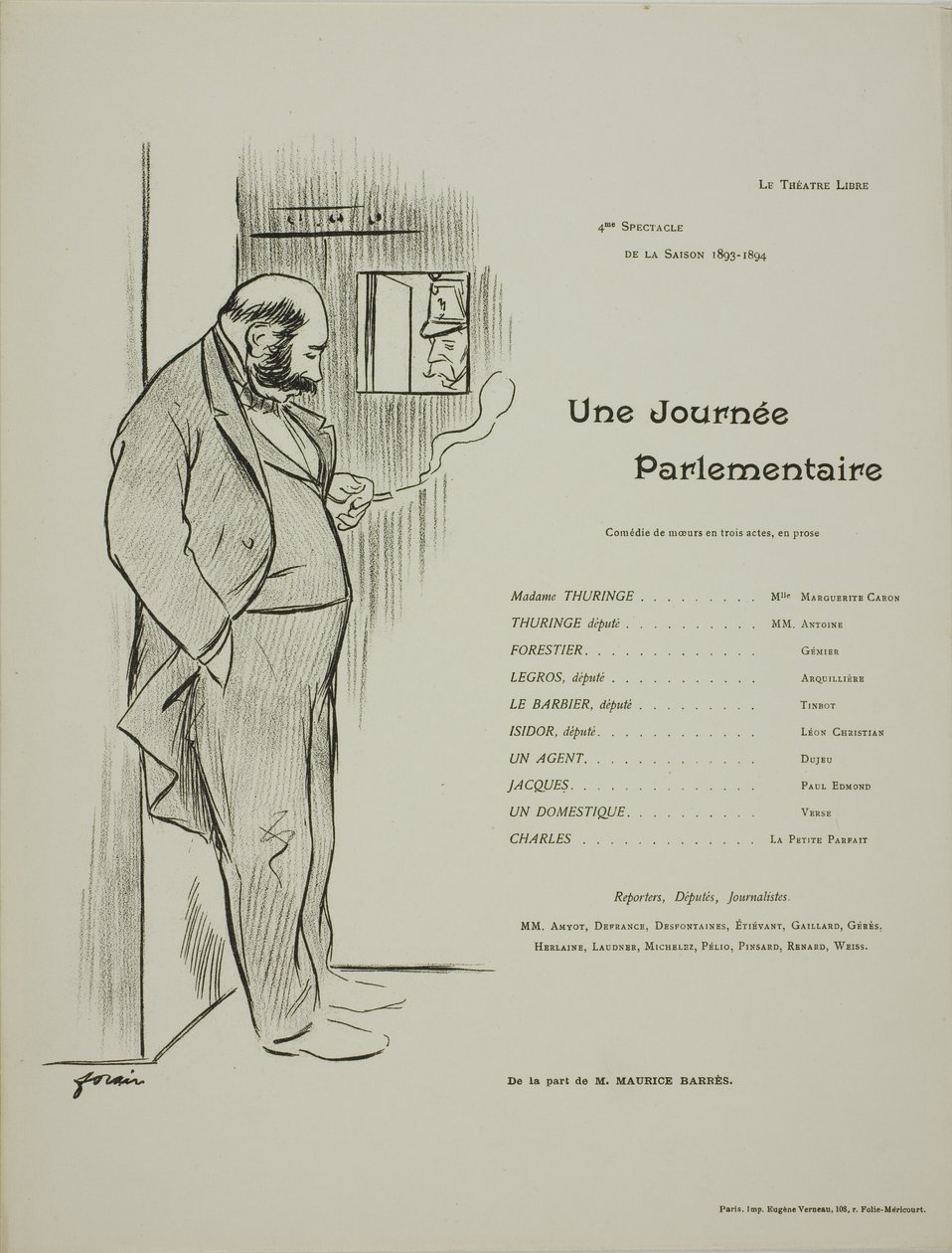 Theaterprogramm für Une Journée Parlementaire von Jean Louis Forain