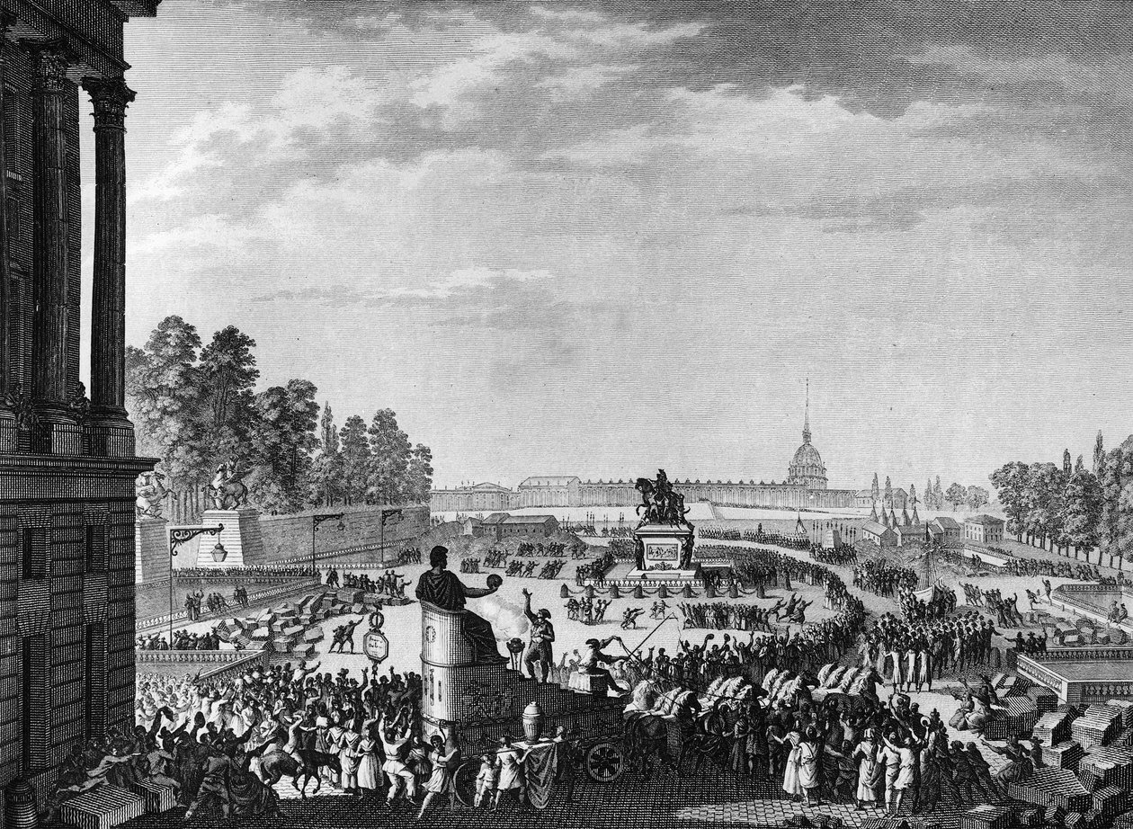 Französische Revolution: Erste Feier der Freiheit anlässlich der Schweizer von Chateauvieux am 15. April von Jean Louis II (after) Prieur