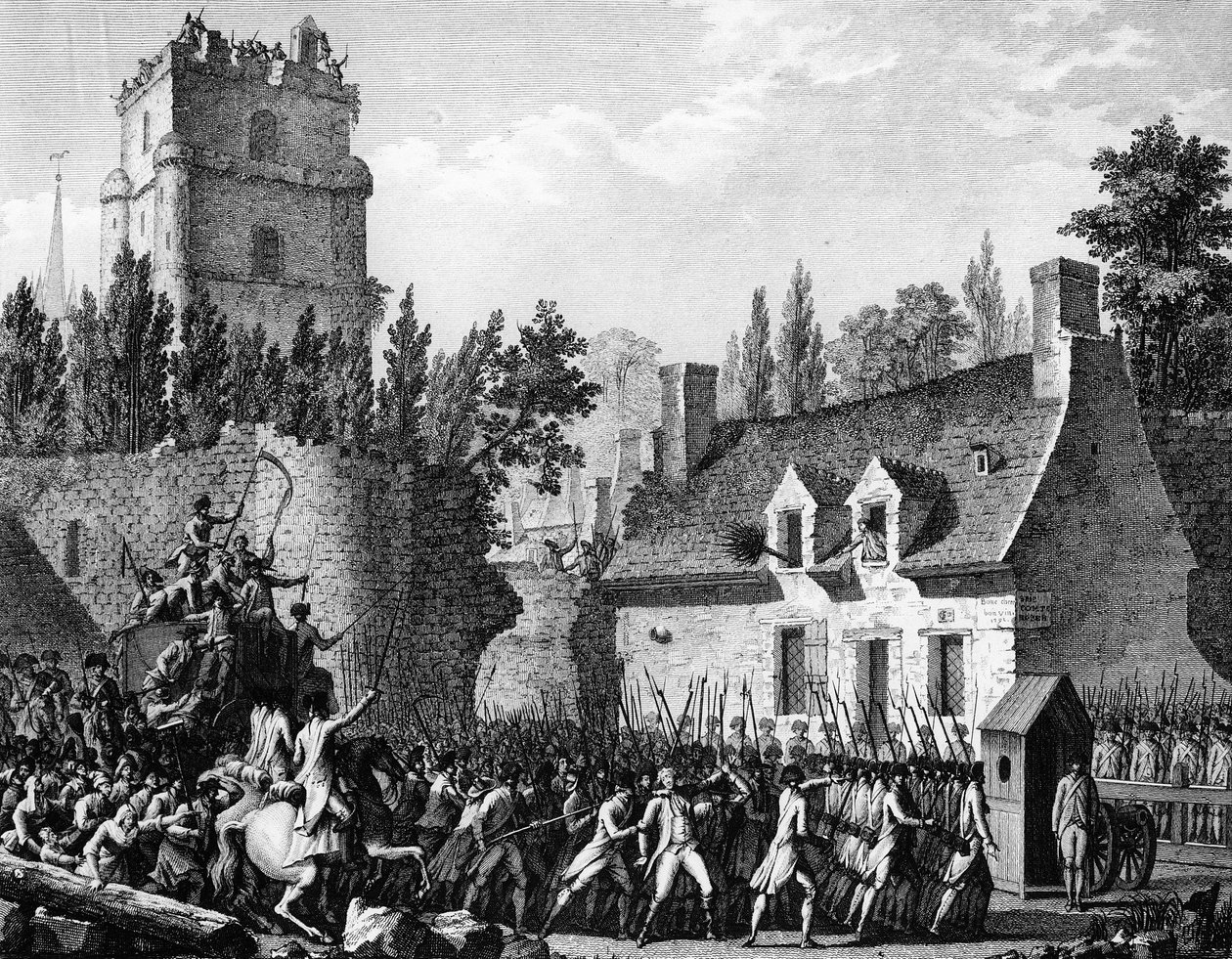 Französische Revolution: Pierre Victor de Besenval de Brunstatt, Baron de Besenval (1721-1791) am 10. August nach Brie Comte Robert geführt. von Jean Louis II (after) Prieur