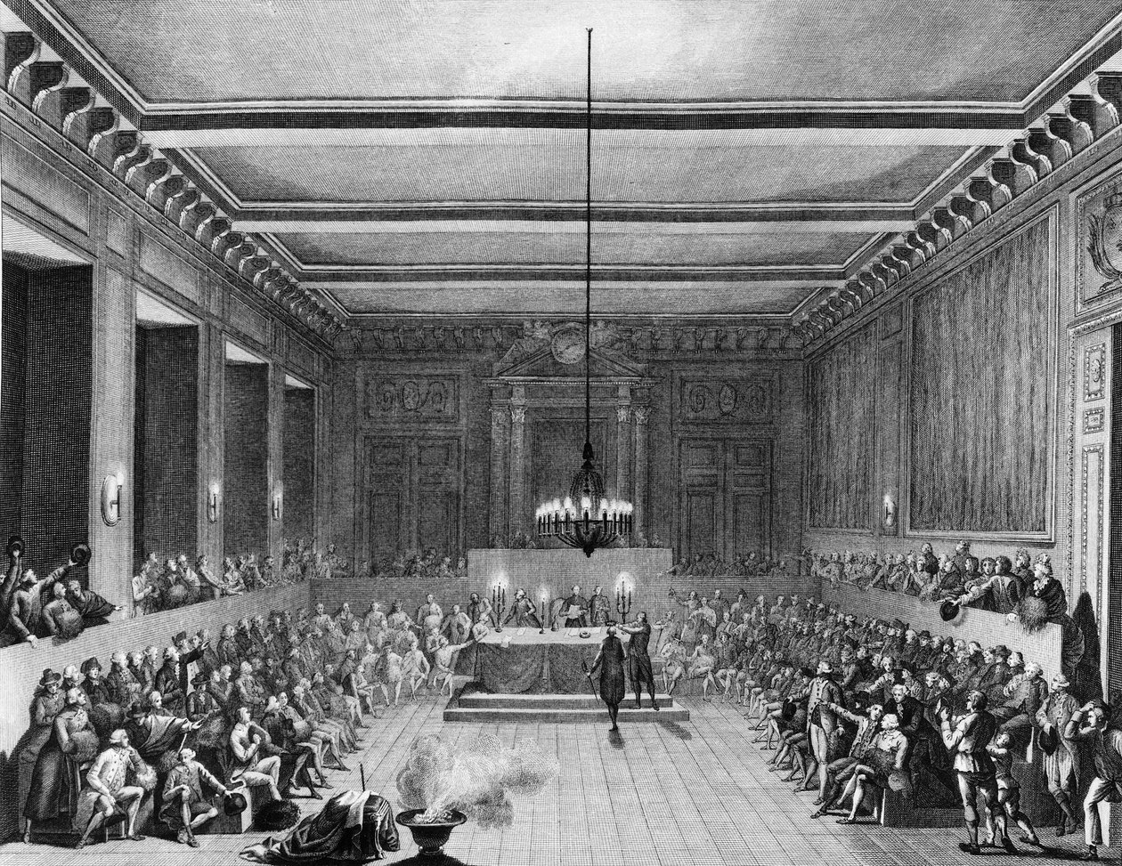 Französische Revolution: Die Gemeinde von Paris verlieh dem englischen Bürger Christopher John Williams Nesham am 15. Januar 1790 eine Auszeichnung. Gravur von Berthaut nach Prieur von Jean Louis II (after) Prieur
