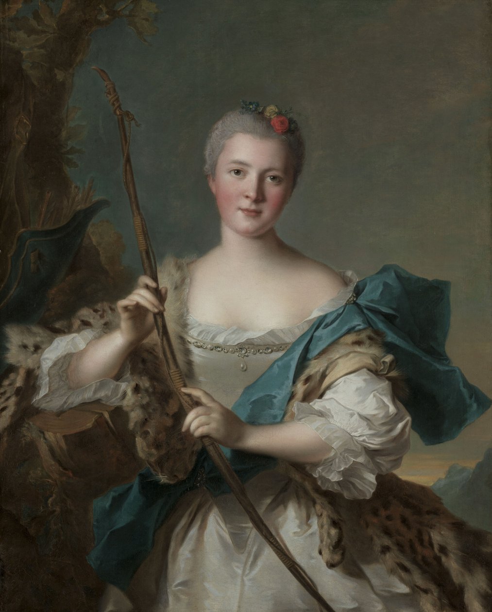 Porträt einer Frau als Diana von Jean Marc Nattier
