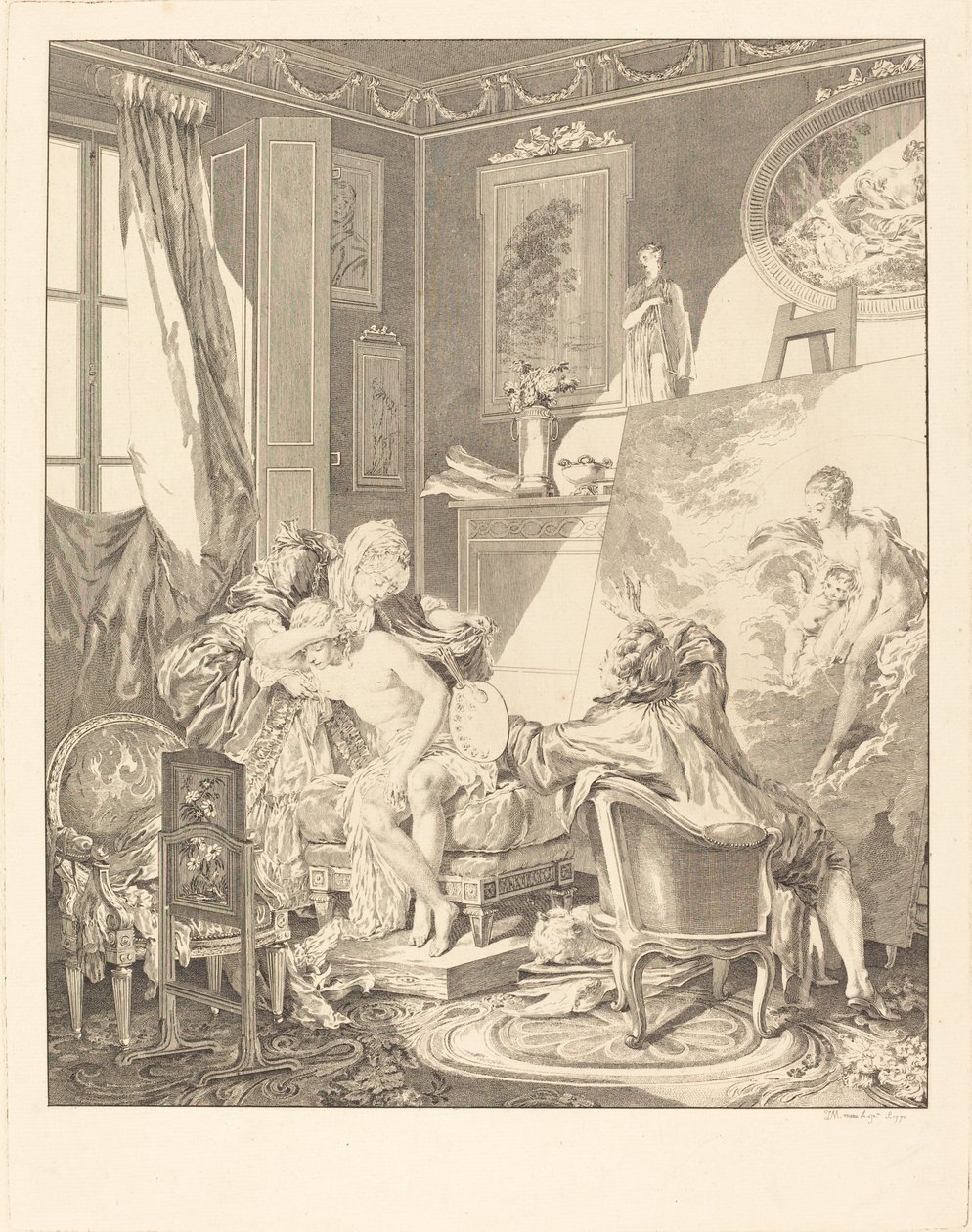 Das ehrliche Modell von Jean Michel Moreau after Pierre Antoine Baudouin