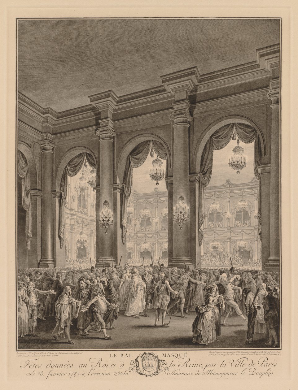 Der Maskenball im Hôtel de Ville, 23. Januar 1782 von Jean Michel the Younger Moreau