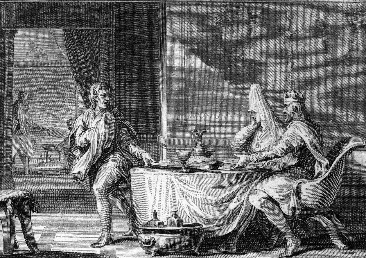Robert II. der Fromme (ca. 970-1031), König von Frankreich, 997 exkommuniziert nach seiner Heirat mit seiner Cousine Berthe von Burgund. Gravur von Moreau dem Jüngeren, 18. Jahrhundert von Jean Michel the Younger Moreau
