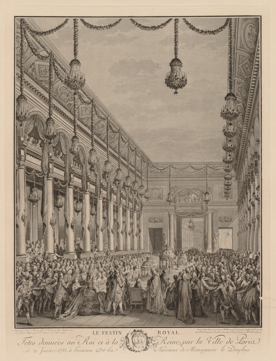 Königliches Fest im Hôtel de Ville, 21. Januar 1782 von Jean Michel the Younger Moreau