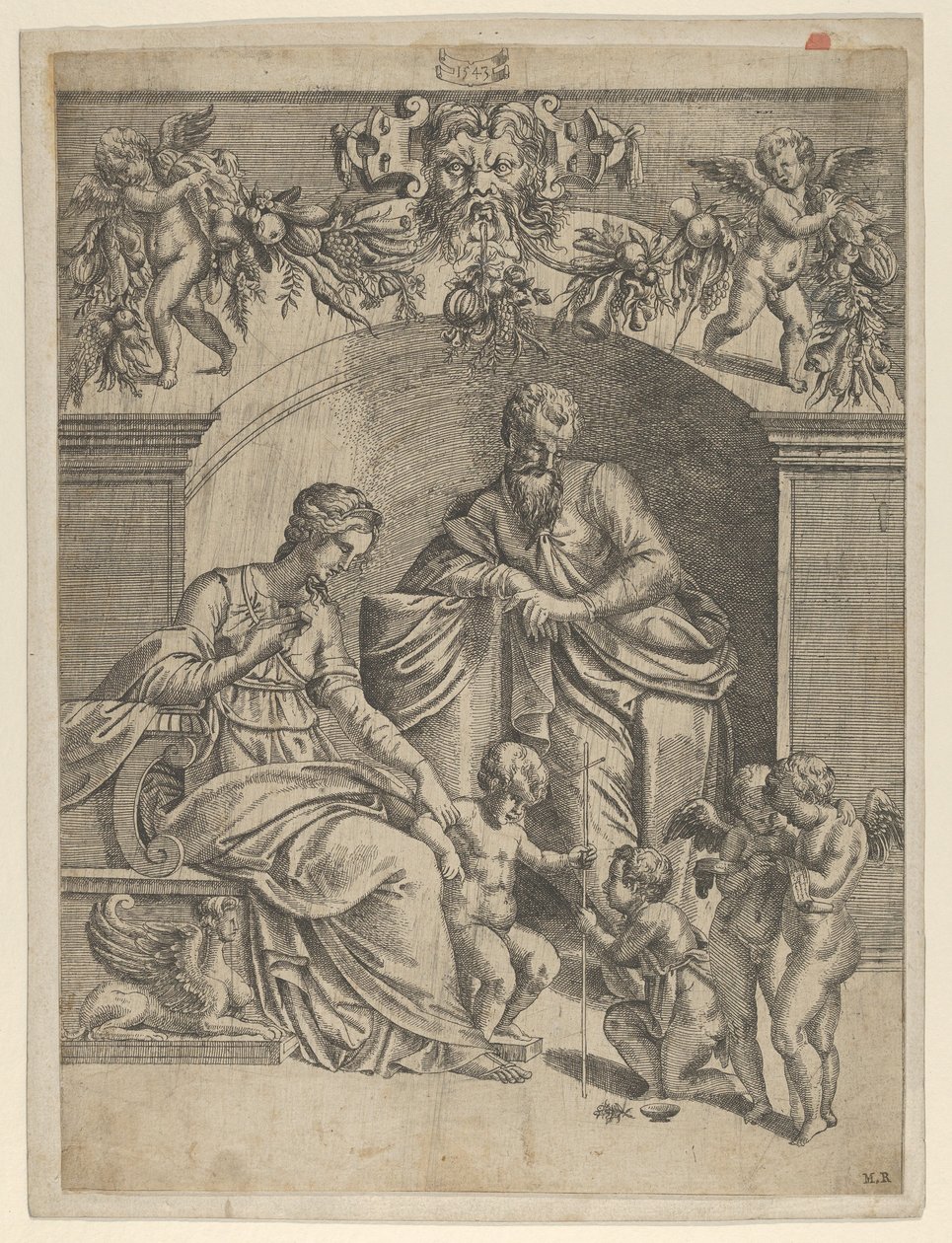 Die Jungfrau mit dem Jesuskind, angebetet von St. Johannes, 1543 von Jean Mignon