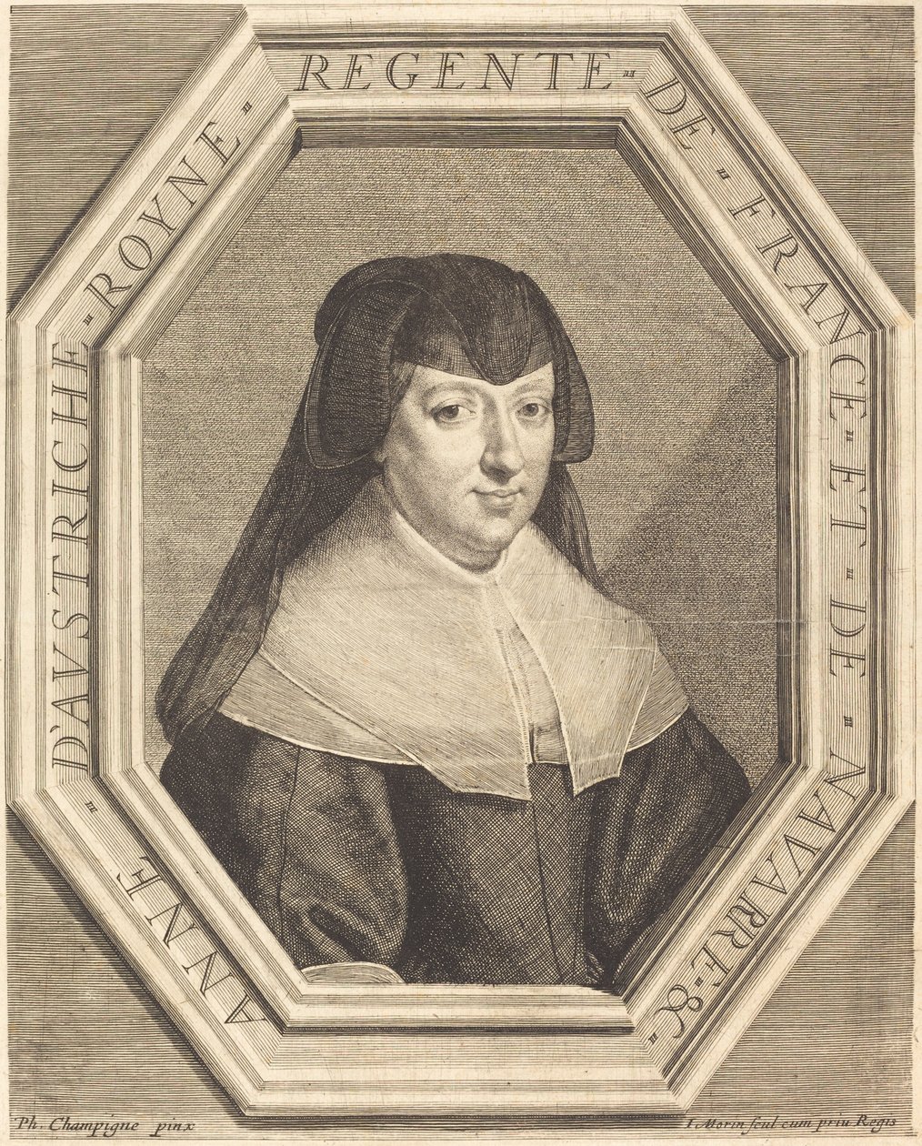 Anna von Österreich von Jean Morin after Philippe de Champaigne