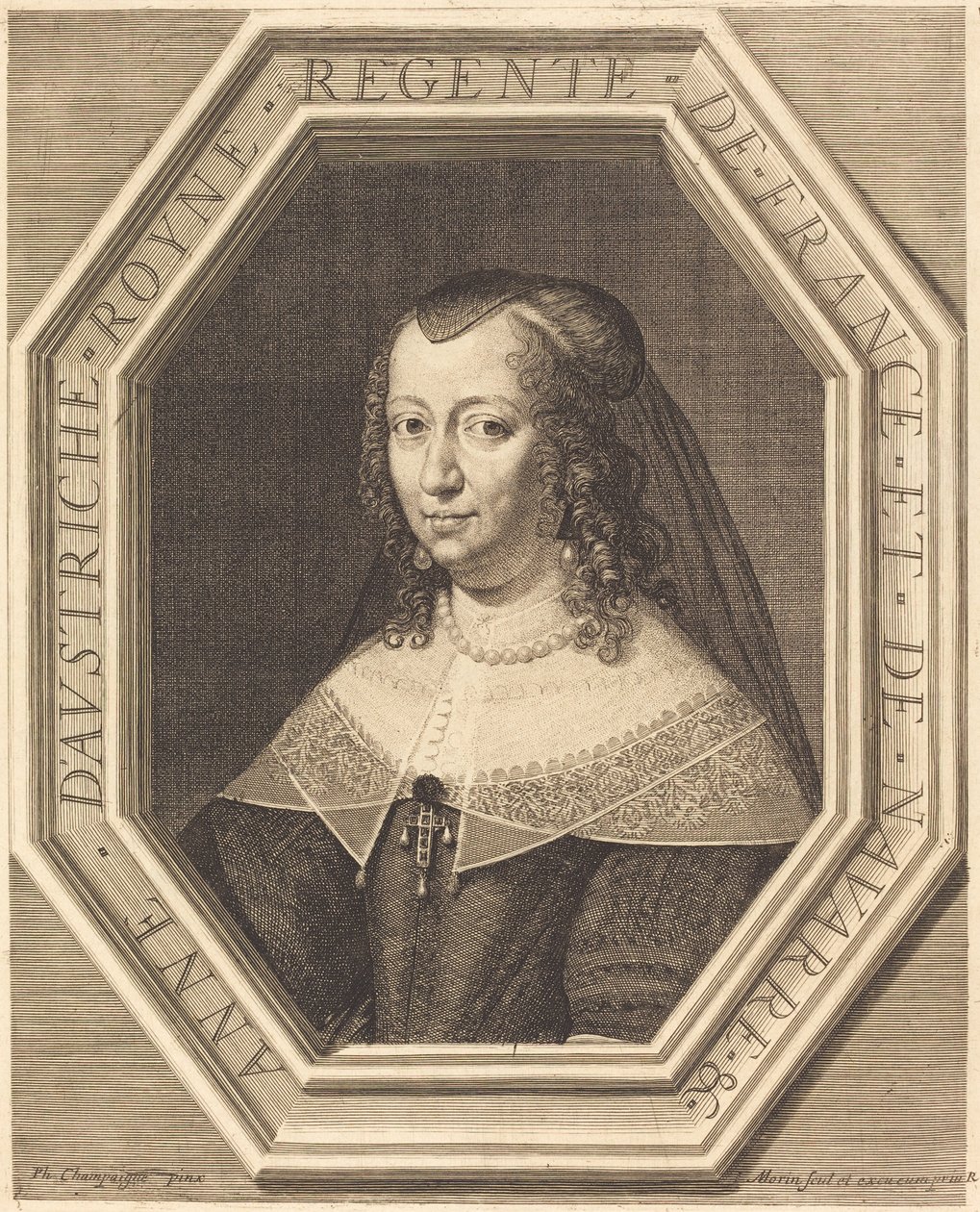 Anna von Österreich von Jean Morin after Philippe de Champaigne