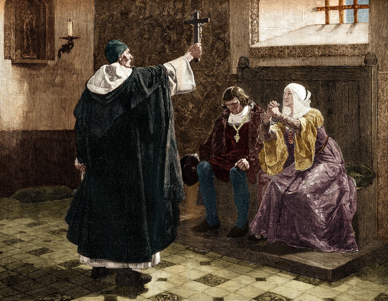 Der große spanische Inquisitor, Fray Tomás de Torquemada (1420-1498), unter den katholischen Königen Ferdinand II. und Isabella I. von Kastilien. von Jean Paul (after) Laurens