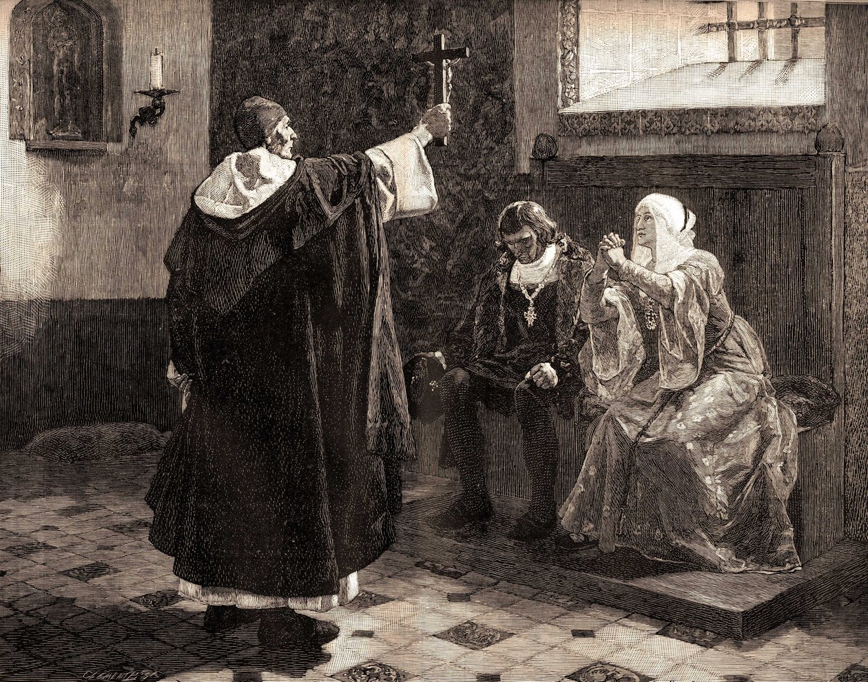 Der große spanische Inquisitor, Fray Tomas de Torquemada (1420-1498), unter den katholischen Königen Ferdinand II. von Aragon und Isabella von Kastilien von Jean Paul (after) Laurens
