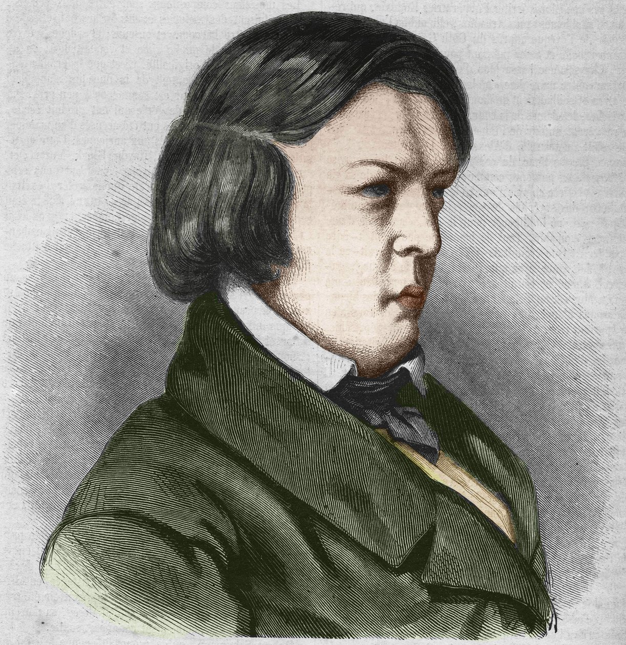 Robert Schumann, deutscher Komponist. Zeichnung von J.B. Laurens. von Jean Paul Laurens