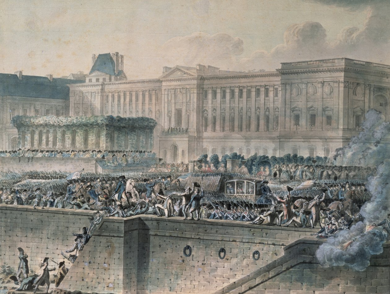 Die Ankunft von Ludwig XVI. (1754-93) vor dem Louvre, 17. Juli 1789 von Jean Pierre Houel
