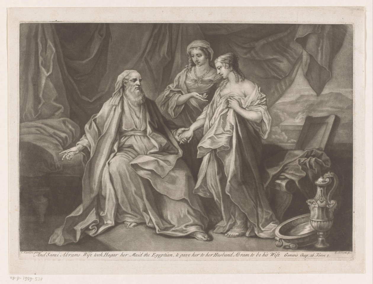 Sara stellt Hagar Abraham vor von Jean Simon