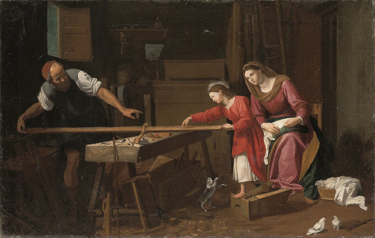 Die Heilige Familie in der Werkstatt des Zimmermanns von Jean Tassel