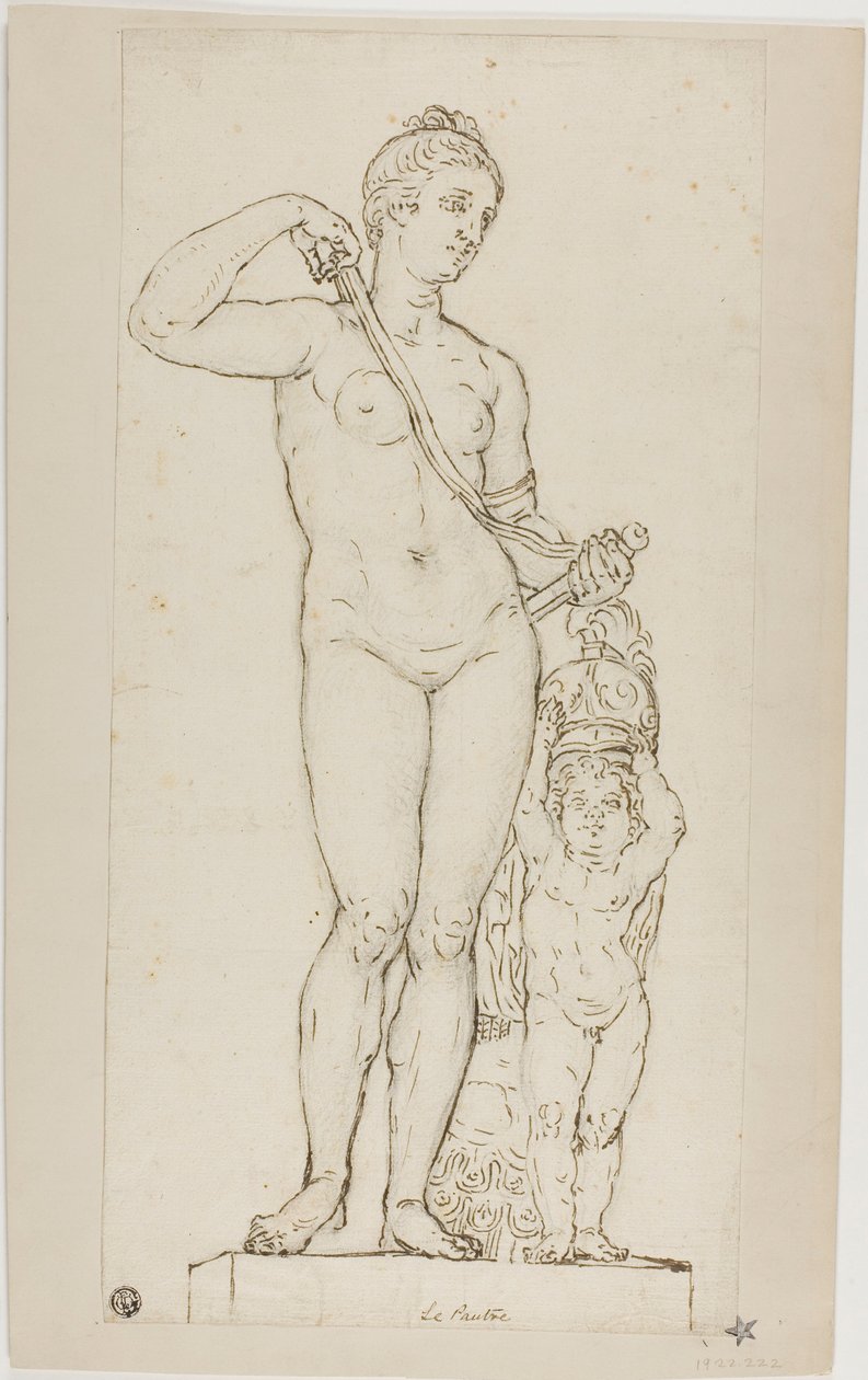 Skulptur von Venus und Amor mit Mars