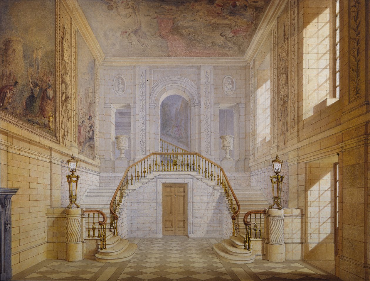 Entwurf für eine Treppe in der Painted Hall, Chatsworth von Jeffry Wyatville