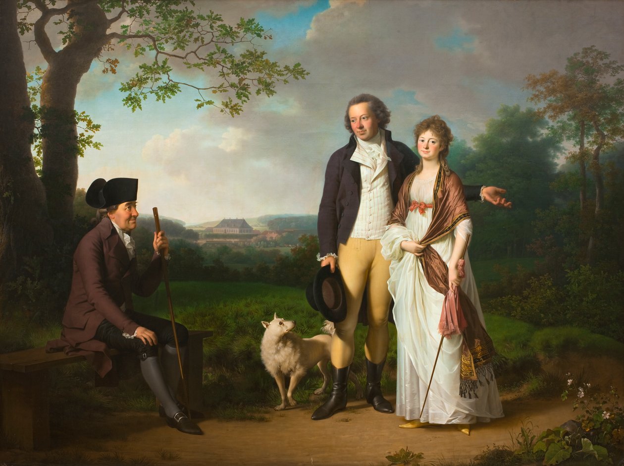 Niels Ryberg mit seinem Sohn Johan Christian und seiner Schwiegertochter Engelke, geb. Falbe von Jens Juel