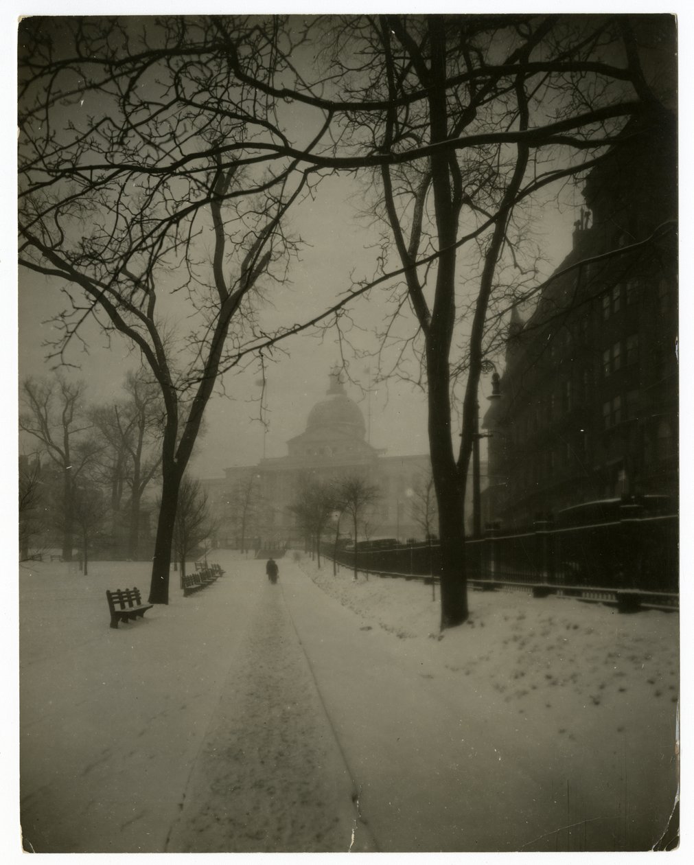 State House im Sturm, Boston, USA, ca. 1902-10 von Jessie Tarbox Beals