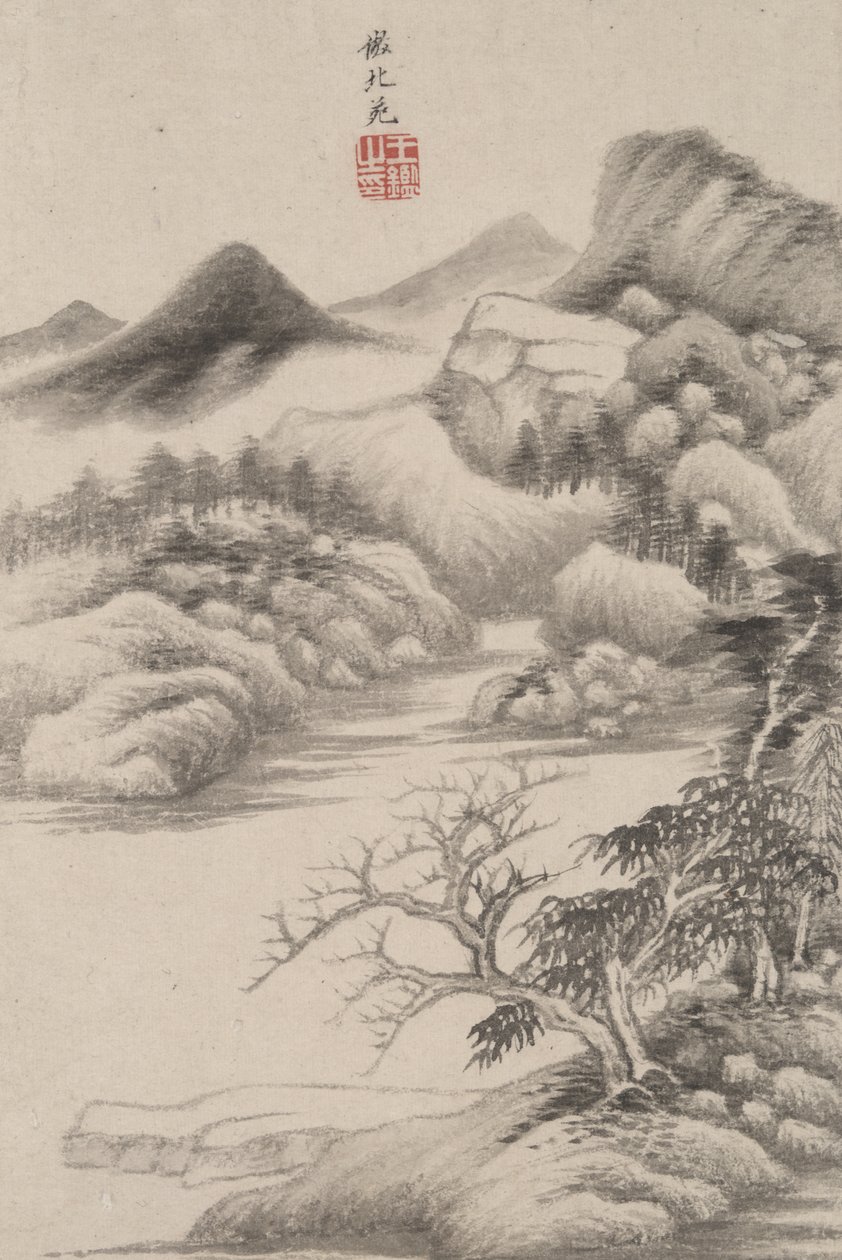 Landschaft im Stil verschiedener alter Meister: Im Stil von Dong Yuan, 1669 von Wang Jian