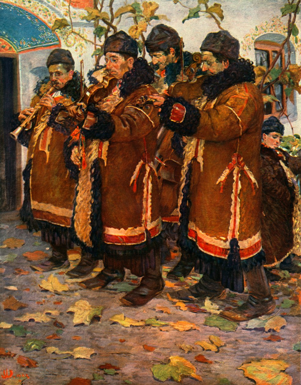 Musiker aus Hroznová Lhota: Klarinette, Violine und Kontrabass. 1861-1940, 1948 von Joža Uprka