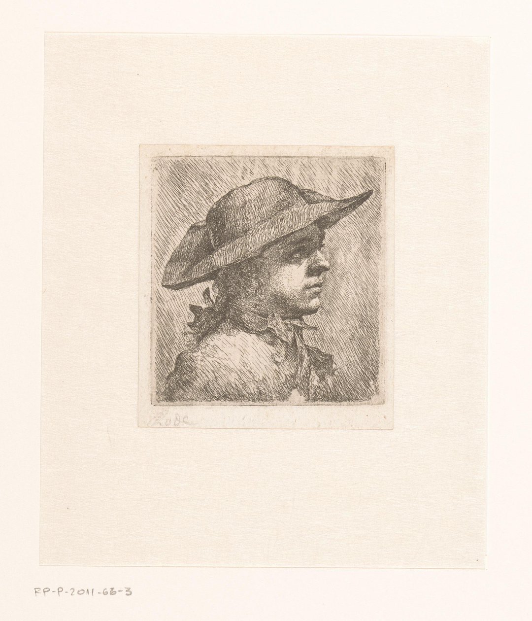 Porträt eines jungen Mannes mit Hut von Joachim Martin Falbe (attributed to)