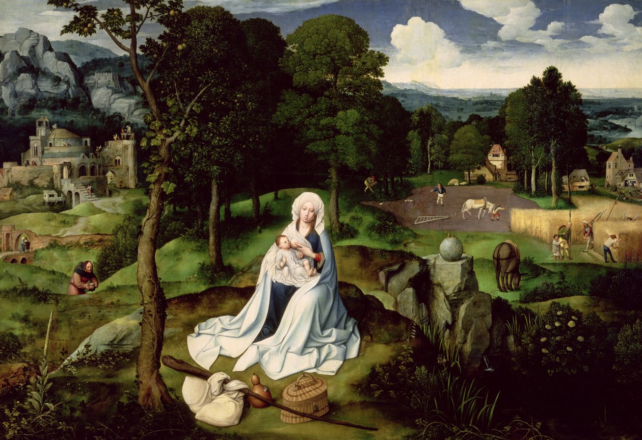 Ruhe auf der Flucht nach Ägypten von Joachim Patenier