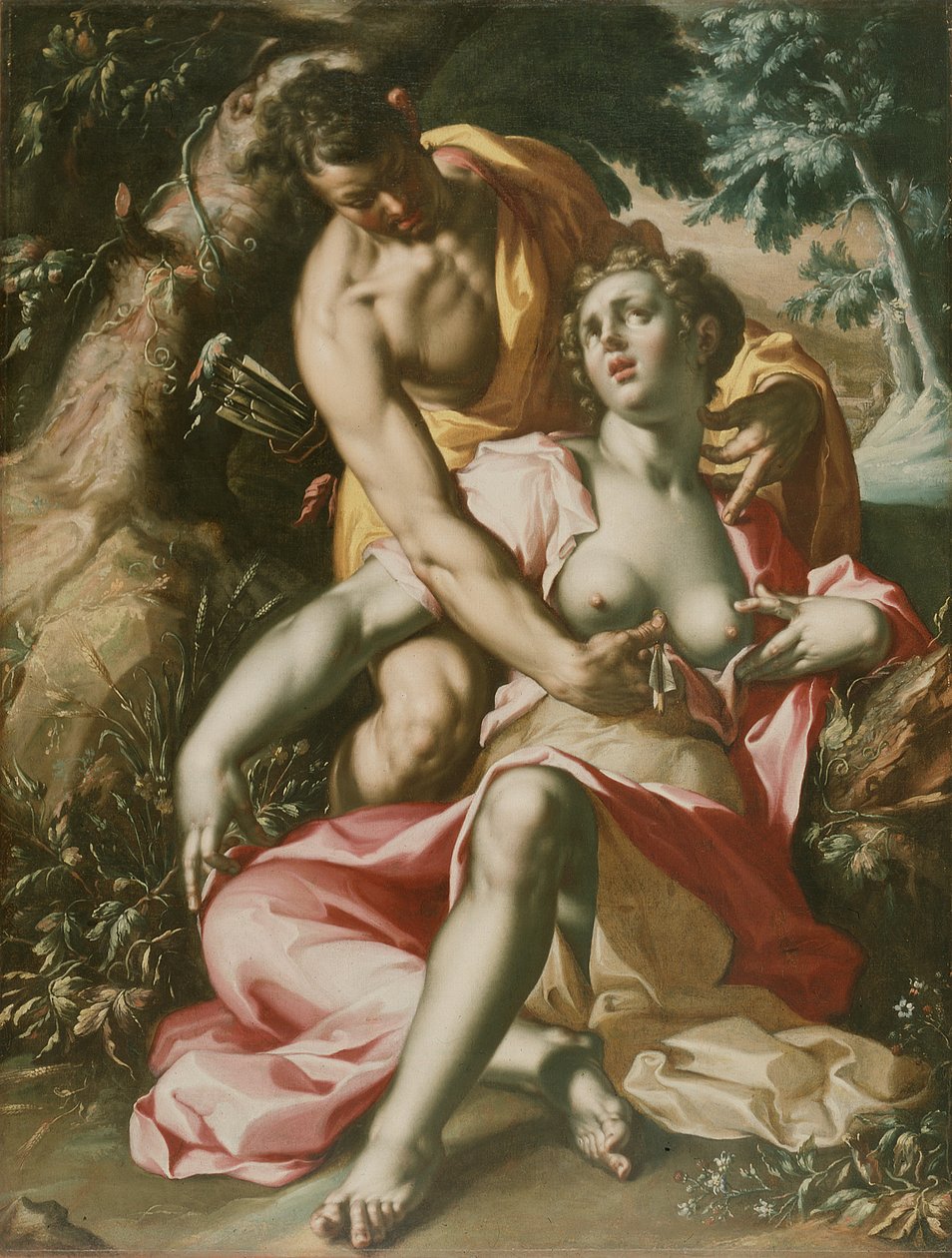 Cephalus und Procris (Der Tod von Procris), um 1595–1600 von Joachim Wtewael or Utewael or Wyewael