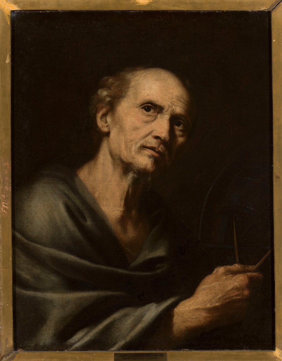 Porträt eines Mannes mit Zirkel von Joachim von Sandrart