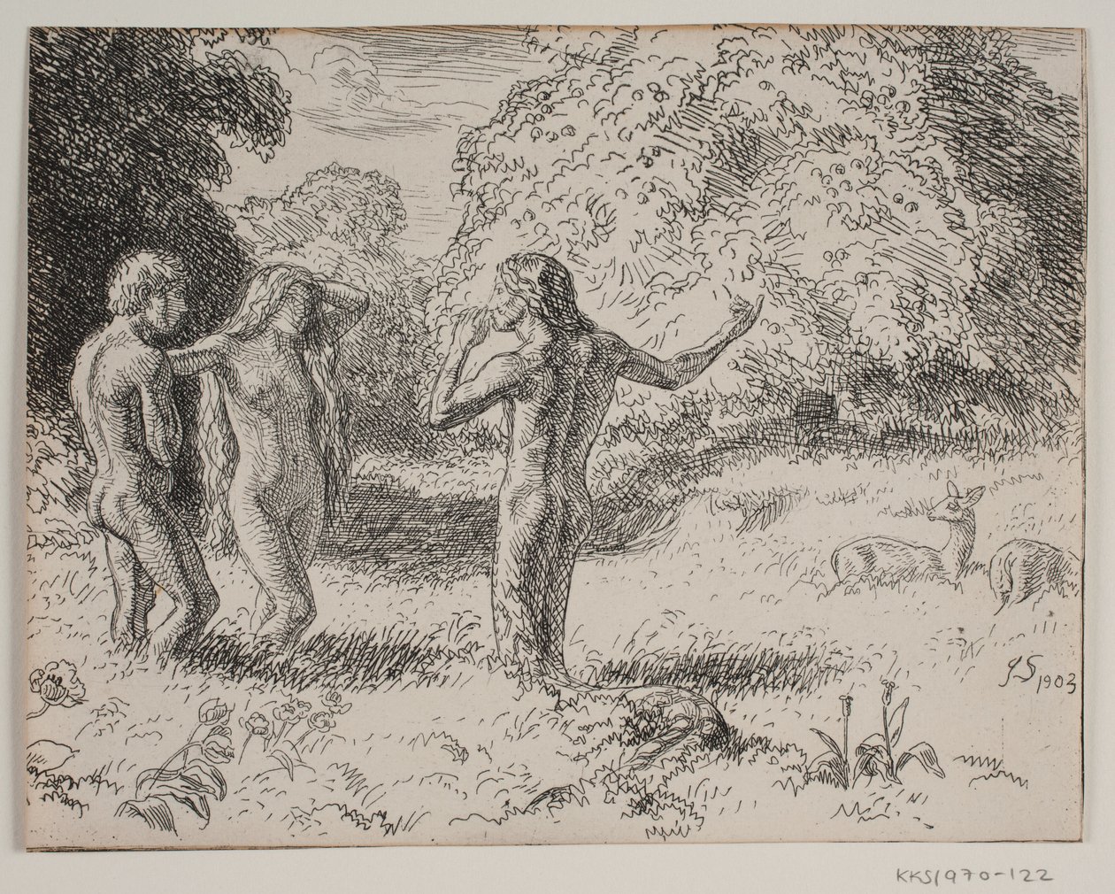 Adam und Eva werden von der Schlange versucht von Joakim Frederik Skovgaard