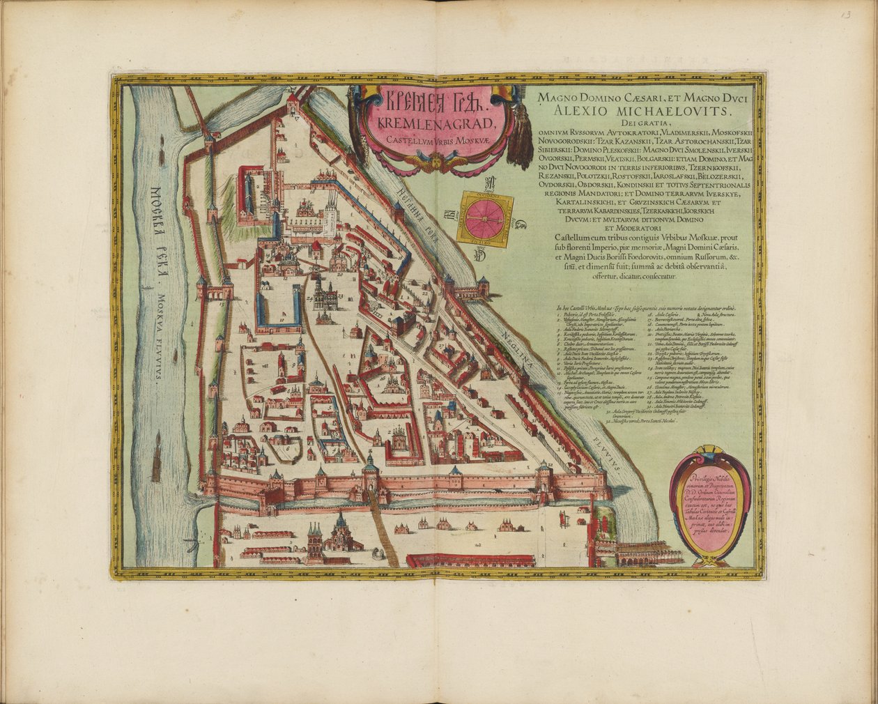 Der Moskauer Kreml Karte des 16. Jahrhunderts (Castellum Urbis Moskvae) von Joan Blaeu