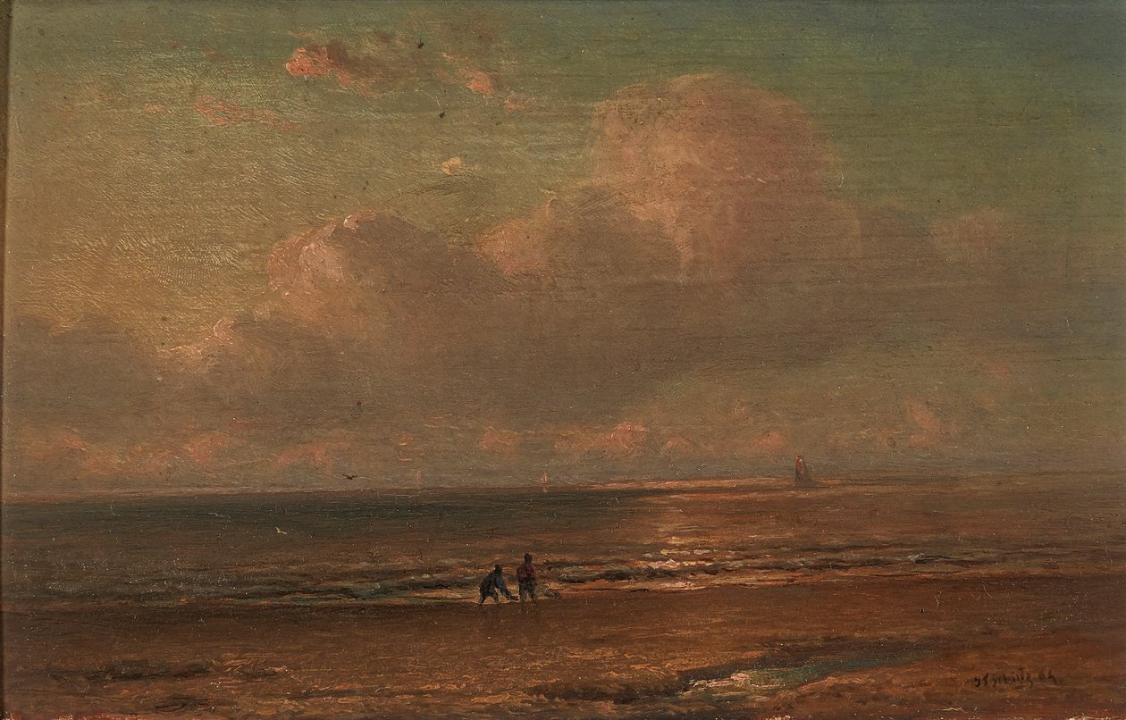 Figuren an der Küste bei Dämmerung von Joannes Frederick Schutz