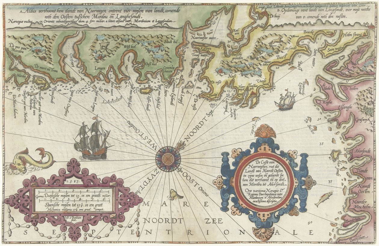 Karte der Küste von Norwegen und Schweden zwischen Merdøy und Uddevalla von Joannes van Doetecum