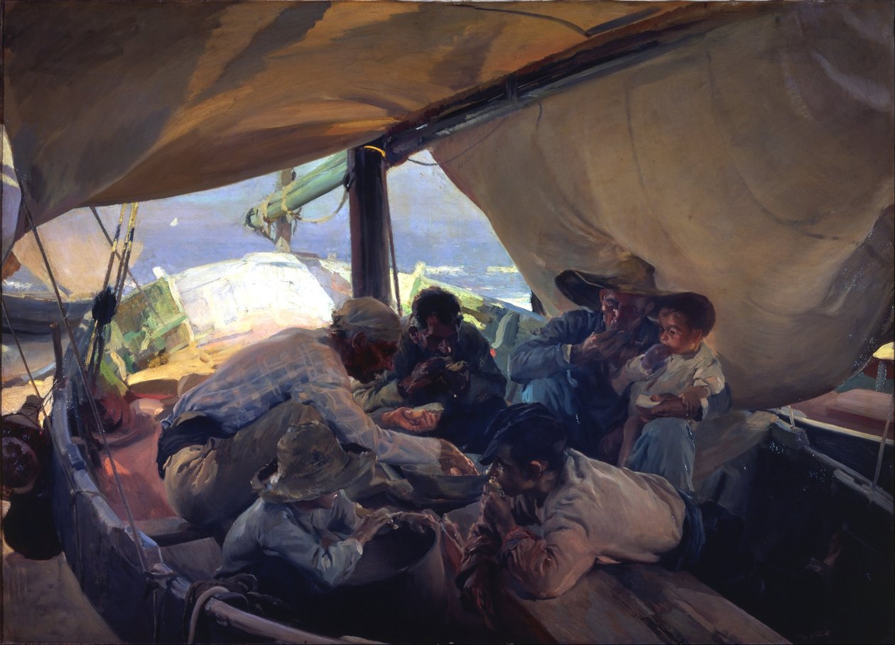 Essen im Boot von Joaquín Sorolla