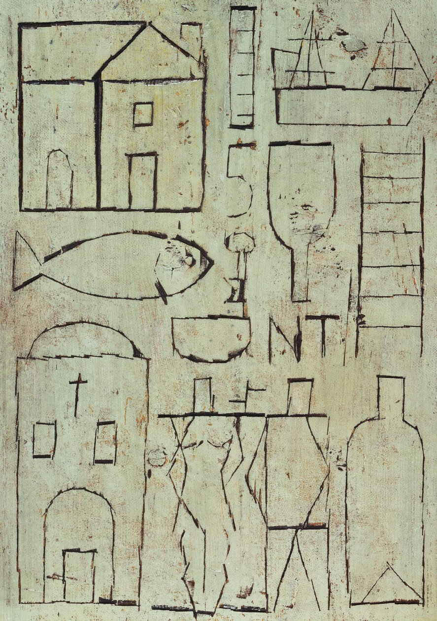 Grafik mit zwei Figuren von Joaquin Torres Garcia
