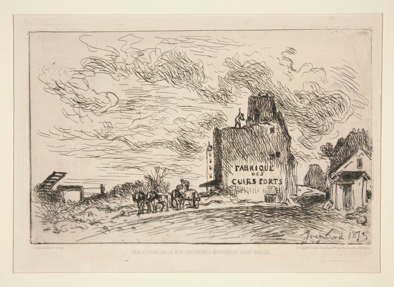 Abrissarbeiten in der Rue des Francs-Bourgeois Saint-Marcel von Johan Barthold Jongkind