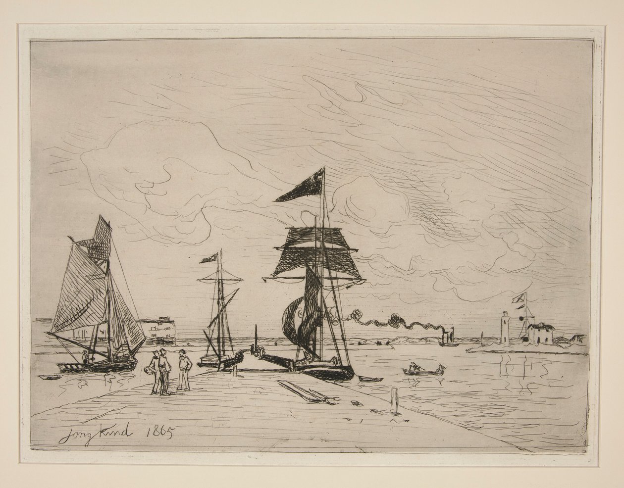 Jetée en Bois im Hafen von Honfleur von Johan Barthold Jongkind