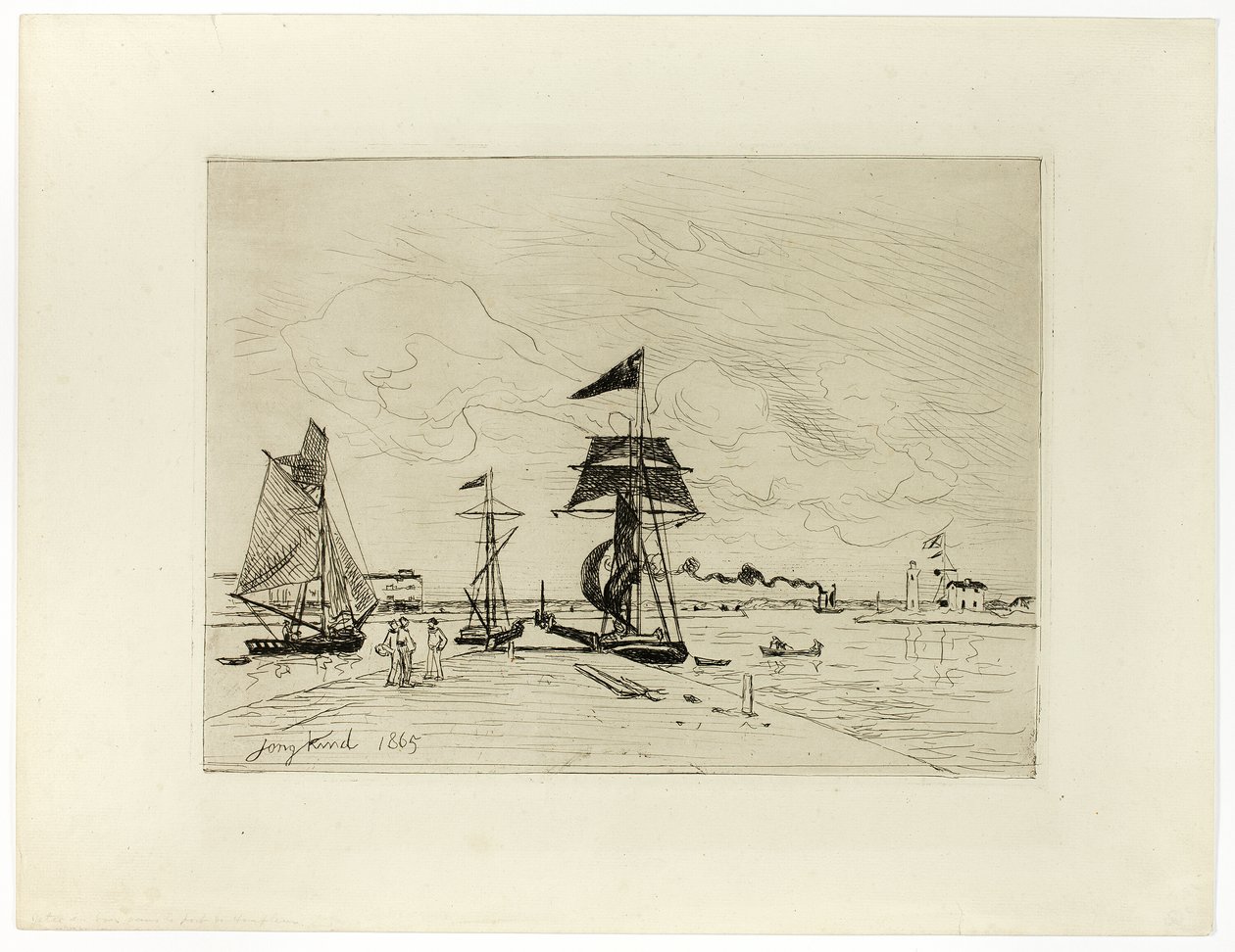 Pier im Hafen von Honfleur von Johan Barthold Jongkind